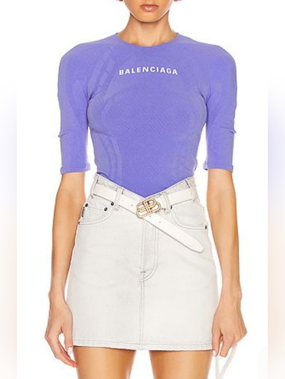 Balenciaga Logo Print Purple  T- Shirt